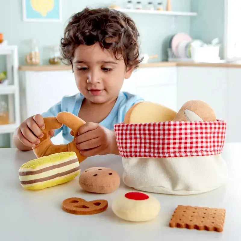 Fidtoy Pretend Play Bakery Basket Toy Set Soft Food Toys for Toddlers