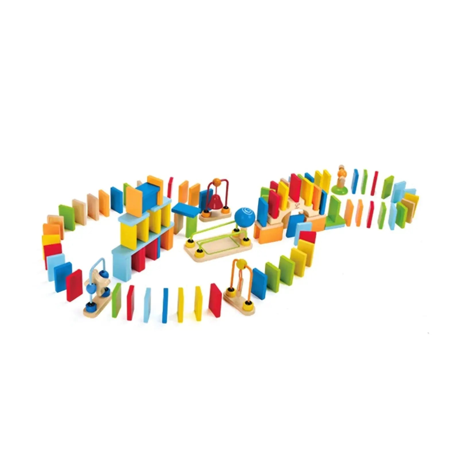 Fidtoy Wooden Domino Race Track Building Set 107 Pieces for Kids 3+
