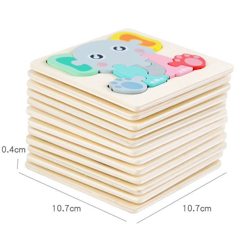 Juego de rompecabezas de madera Fidtoy, 6 unidades, juguete de aprendizaje Montessori