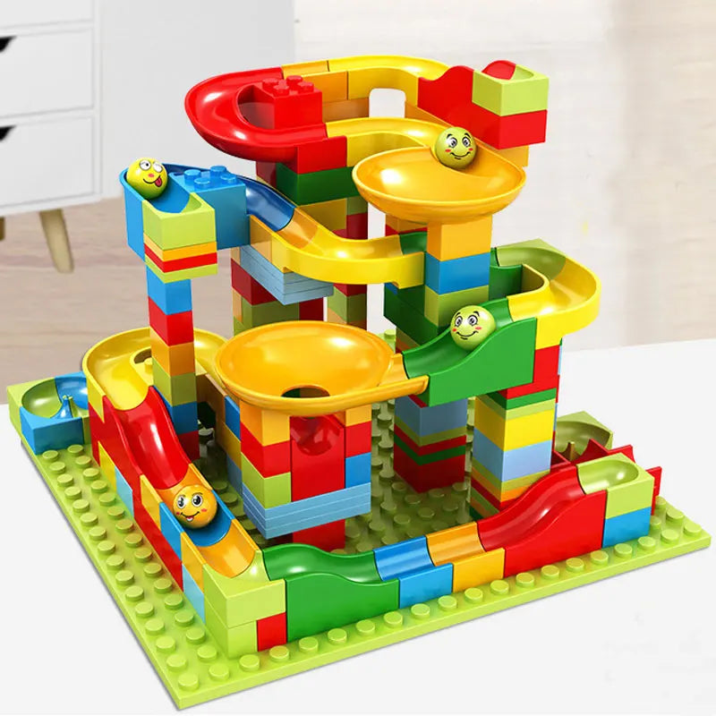 Fidtoy Slideway Building Blocks 206 PCS – Marble Run Construction Toy for Kids 6+