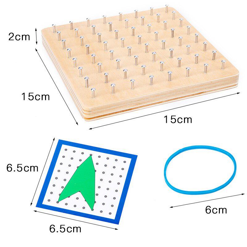 Juego de Geoplano de Madera Fidtoy – Juguete de Aprendizaje de Matemáticas y Geometría para Niños con Bandas Elásticas