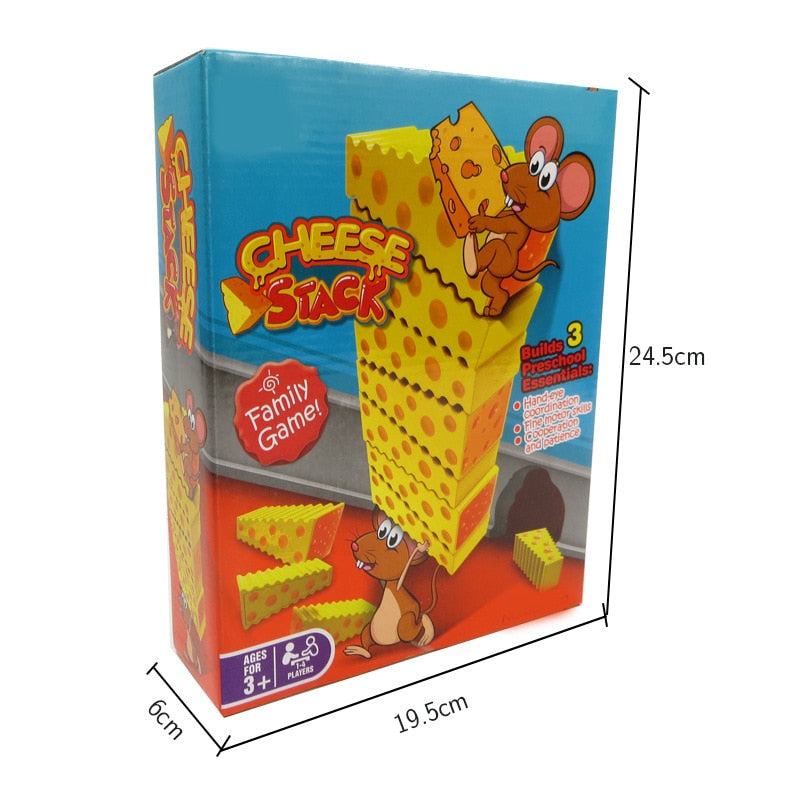 Juego de apilar bloques de construcción de queso y ratones