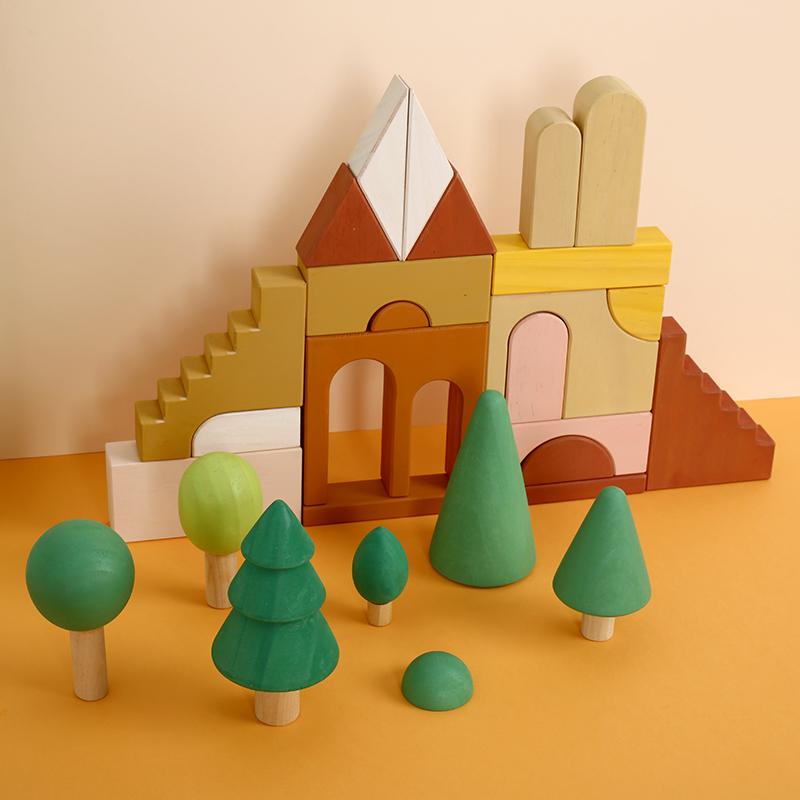 Wooden Apartments Building Blocks Waldorf Open-ended Play Toy