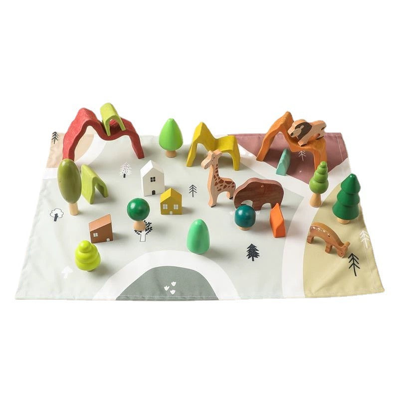 Juego de bosque de madera con colinas - Los mejores juguetes de juego abierto