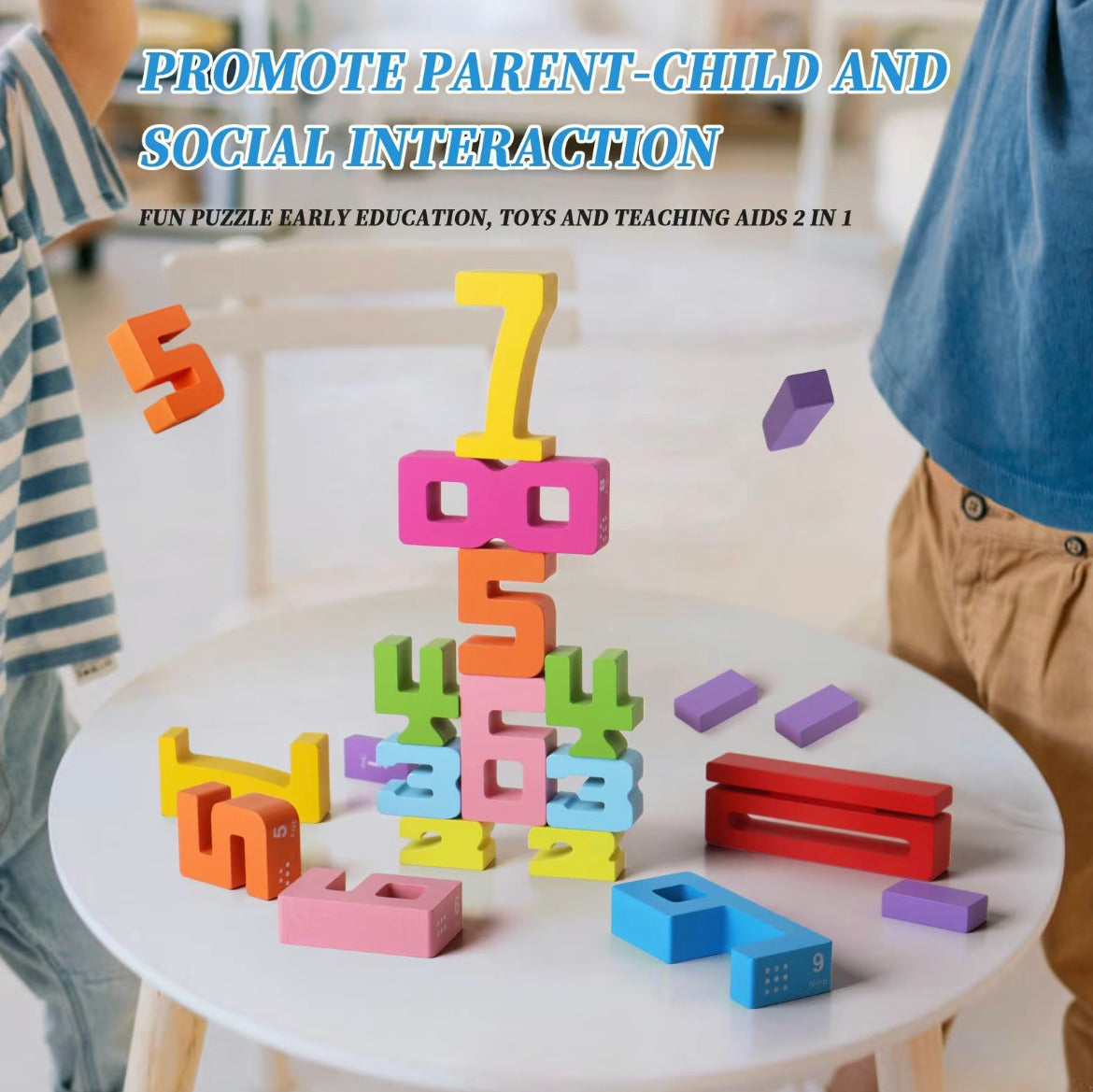 Juego de apilar números de madera – Juguete educativo Montessori para niños