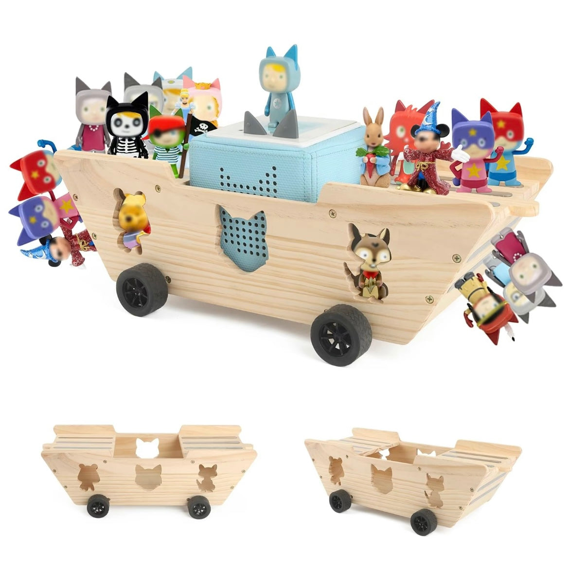 Étagère Murale Camion en Bois Faite à la Main pour Tonies – Organiseur Magnétique et Support d'Affichage pour 20 à 30 Figurines Toniebox