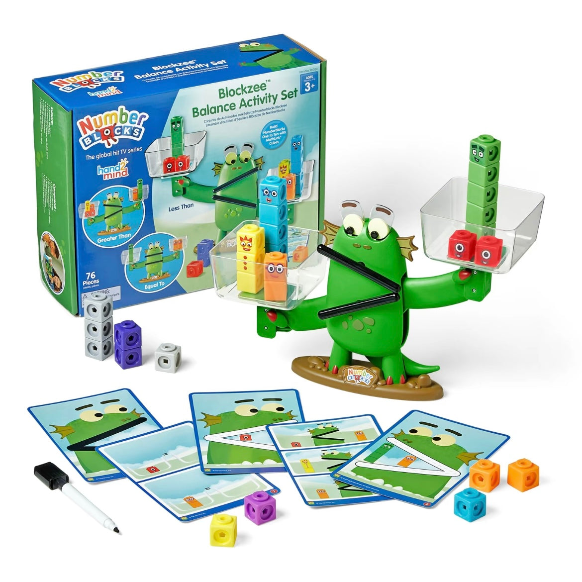 Jeu d'activités d'équilibre Numberblocks Blockzee, 61 cubes MathLink, balance, outils pédagogiques mathématiques, chiffres pour tout-petits, activités d'apprentissage préscolaire, cadeaux d'anniversaire pour enfants