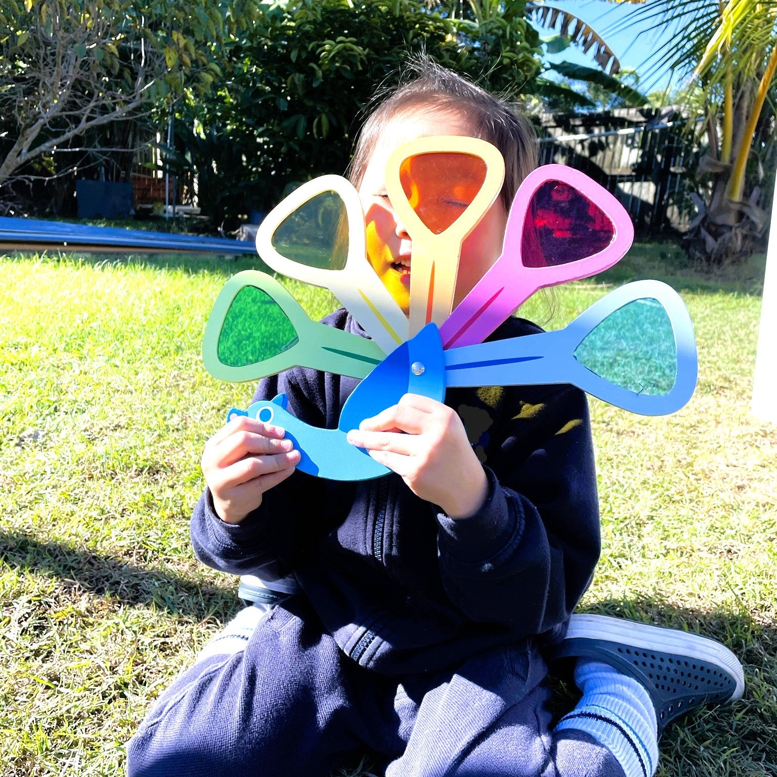 Wooden Peacock Primary Colours Mixing Lenses Sensory Light Mixer Toy