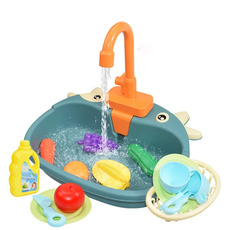 Fidtoy Kids Kitchen Sink Playset with Running Water – Pretend Play Washing Toy for Toddlers