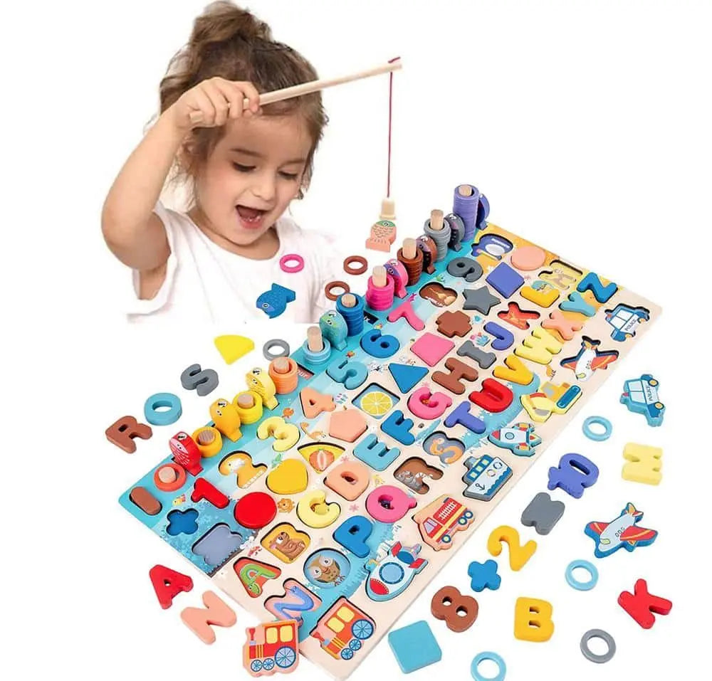 Kit Educativo de Lenguaje y Números Montessori Fidtoy – Juguete de Aprendizaje de Madera para Niños Pequeños