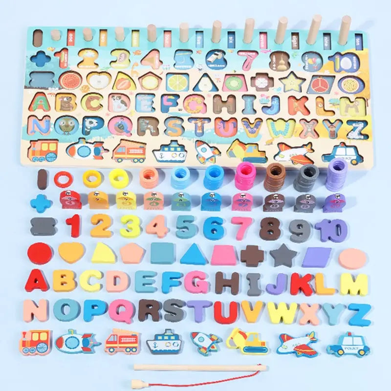 Kit Educativo de Lenguaje y Números Montessori Fidtoy – Juguete de Aprendizaje de Madera para Niños Pequeños