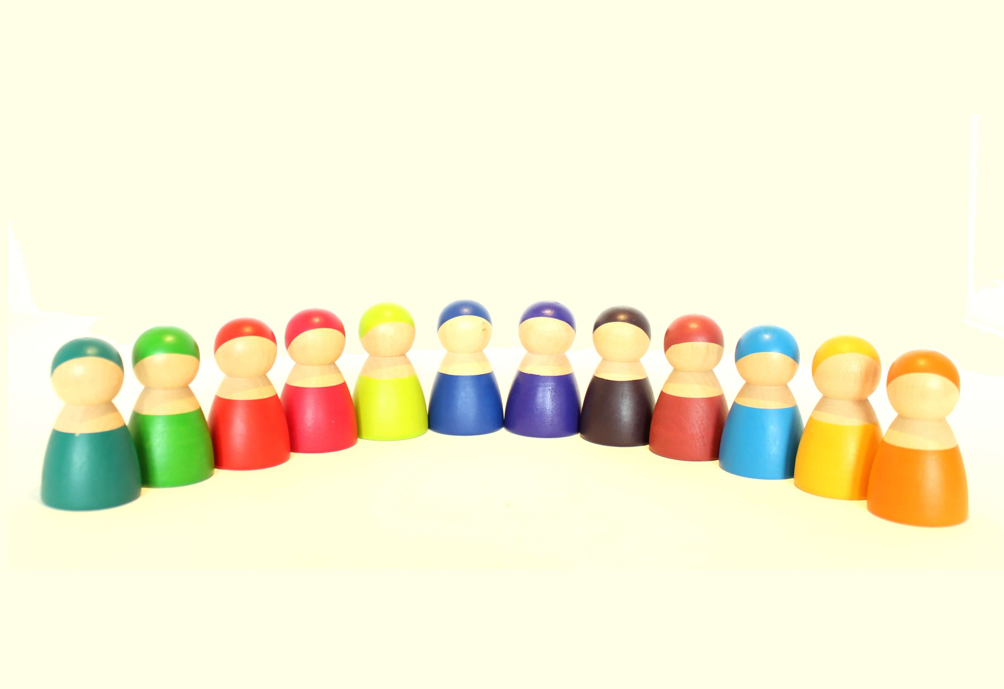 Fidtoy Wooden Friends Rainbow Wooden Doll Set for Kids 3+