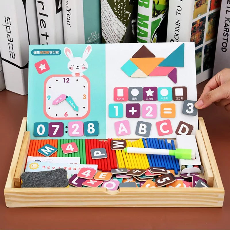 Kit de Actividades Magnéticas de Doble Cara con Patrón de Reloj de Madera - 442