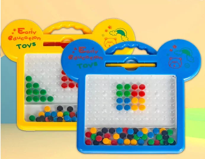 Fidtoy Magnetic Colorful Drawing Beads Tablet for Kids 60 Beads Pattern Cards Doodle Board Age 3+