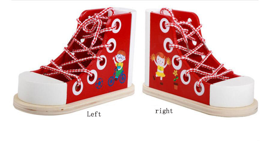 Fidtoy Wooden Lacing Shoe Toy for Kids