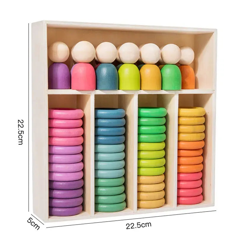 Jeu de tri et d'empilage de couleurs en bois Montessori