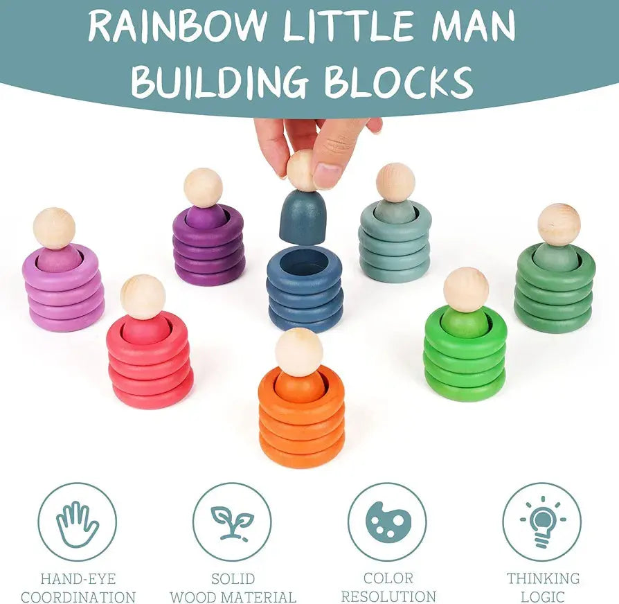 Jeu de tri et d'empilage de couleurs en bois Montessori