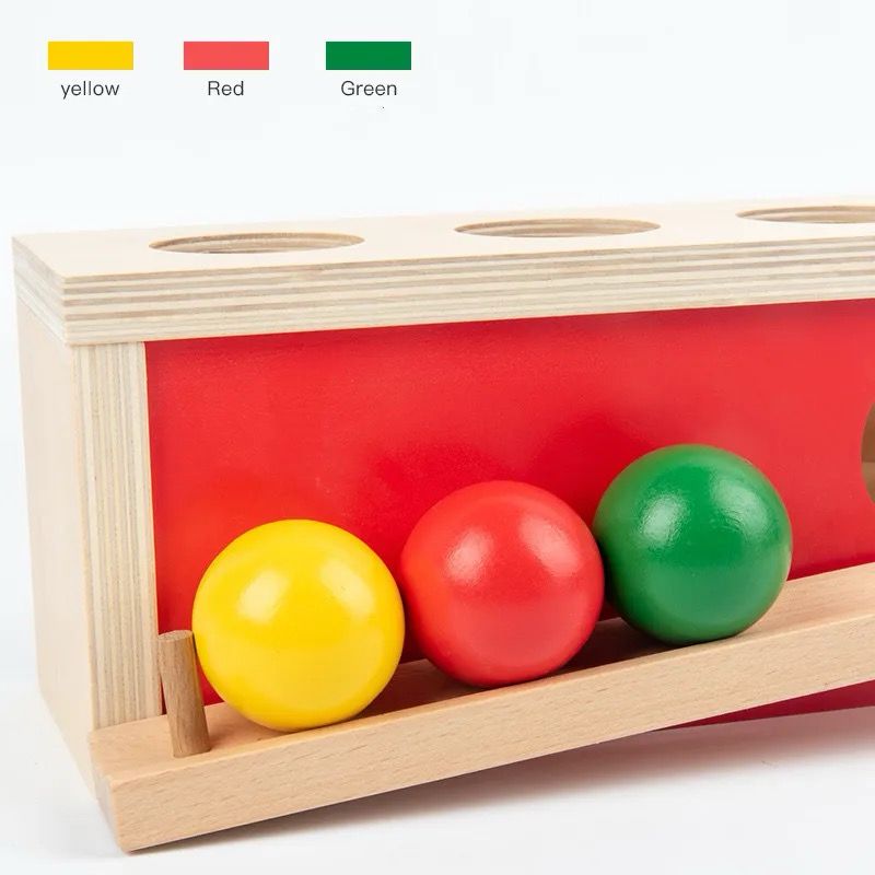 Boîte de permanence d'objet Montessori - Jouet en bois à pousser et faire glisser pour bébés et tout-petits