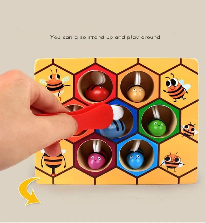 Fidtoy Montessori Bee Sorting Toy for Toddlers – Wooden Hive Game for Fine Motor Skills and Early Learning