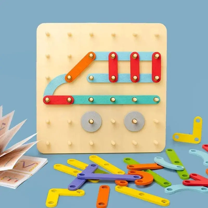 Fidtoy Montessori Creative Wooden Block Building Set for Kids – Rainbow Stacking & Pattern Play