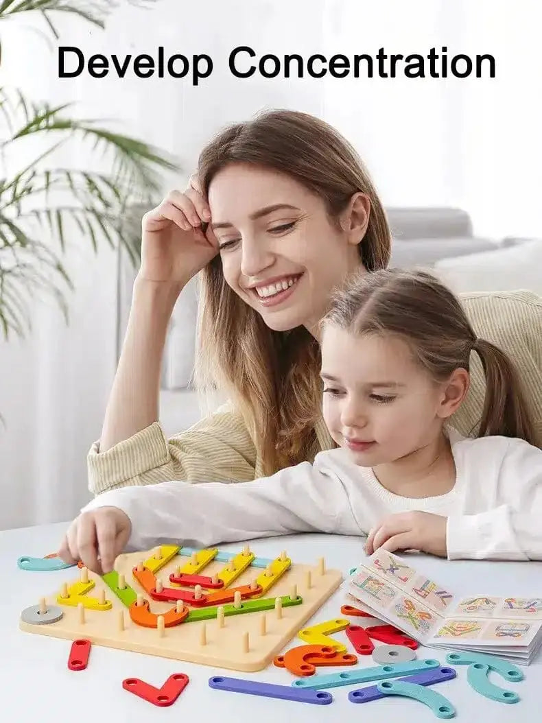 Fidtoy Montessori Creative Wooden Block Building Set for Kids – Rainbow Stacking & Pattern Play