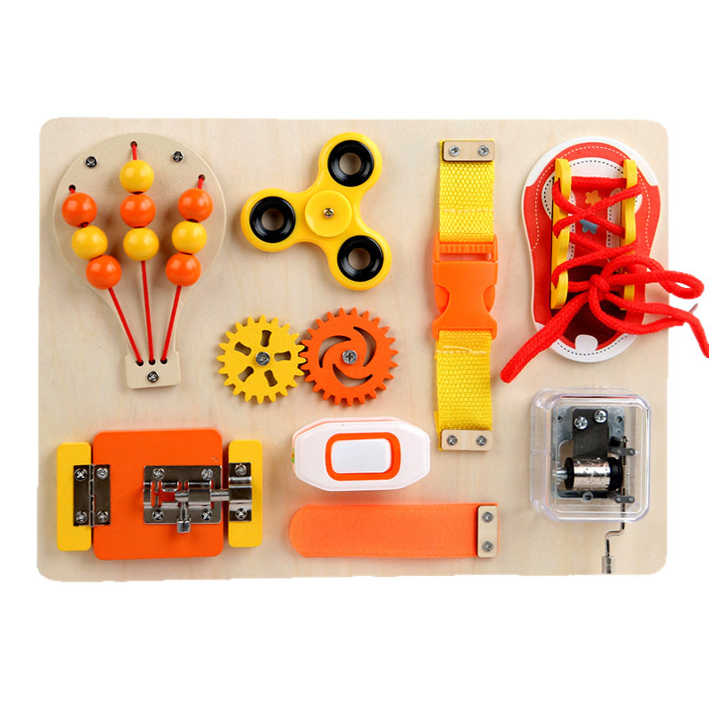 Montessori Toddler Busyboard Zip latches Switch Kids Wooden Busy Board