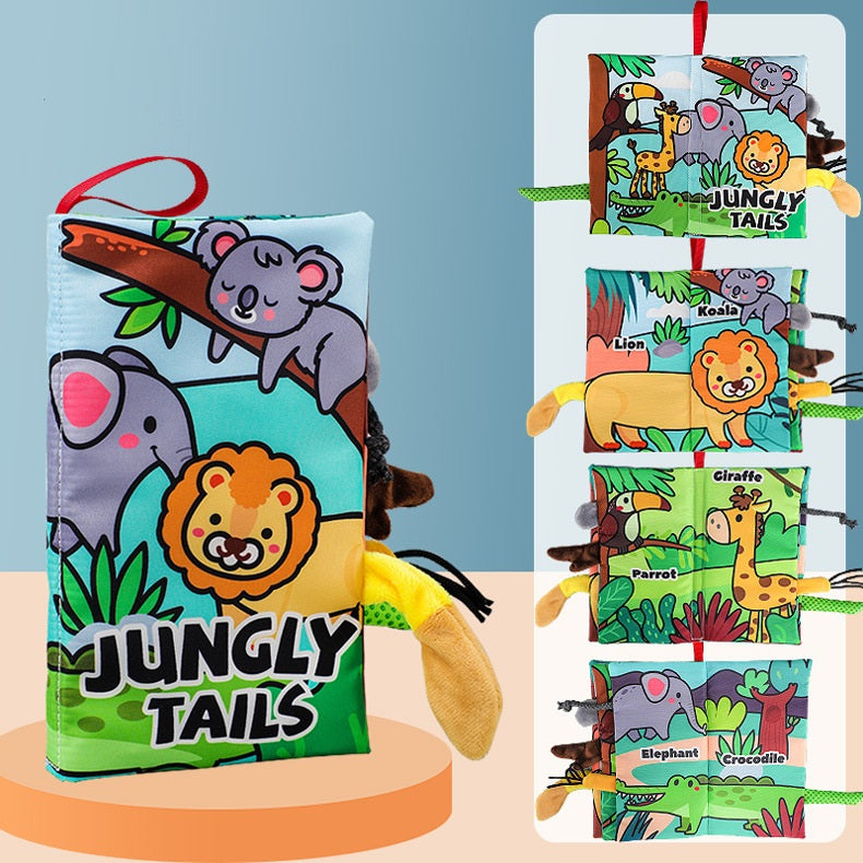 Toddler Animals Tails Plush Tactile Sensory Cloth Book