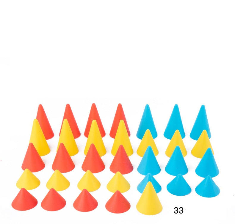 Juego de equilibrio de construcción: conos y platos, 44 piezas