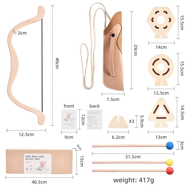 Standard Wooden Bow and Arrow Set Safe tips Kids Toy