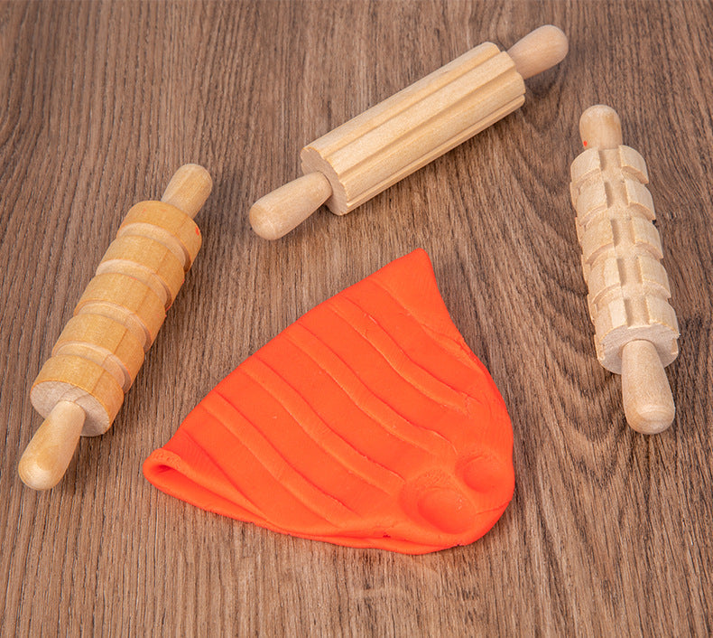 Kit d'outils de rouleaux à pâtisserie sensoriels en bois pour pâte à modeler, 12 pièces