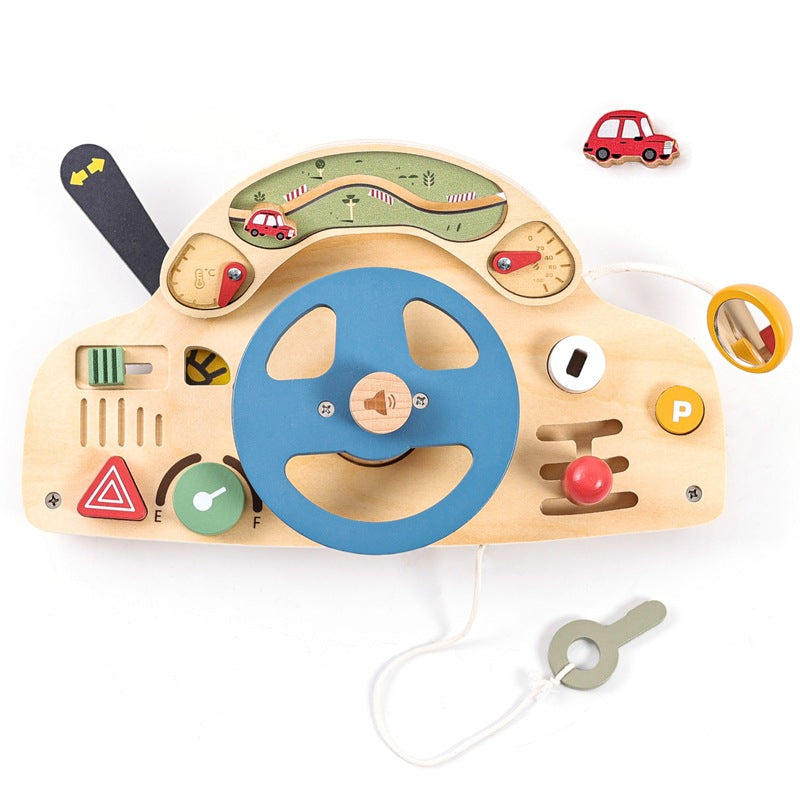 Car Busy Board Children's Wooden Toys Simulation Steering Wheel