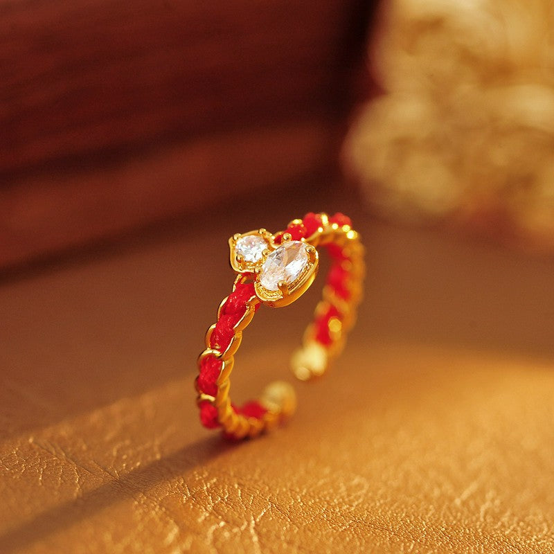 FREE Today: Blessing and Luck Red String Copper Alloy Gourd Open Band Ring - Gourd Ring (US8) - image 0