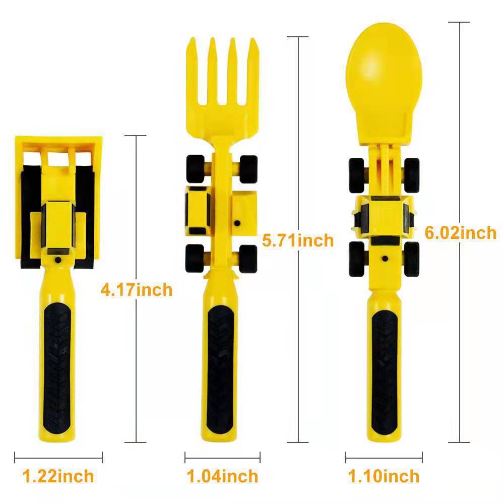 Plato y set de utensilios de construcción ExcavaBite para niños