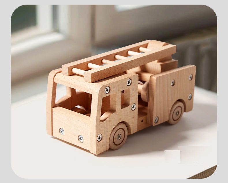 Kit de construction de camion de pompiers en bois pour enfants avec outils réels