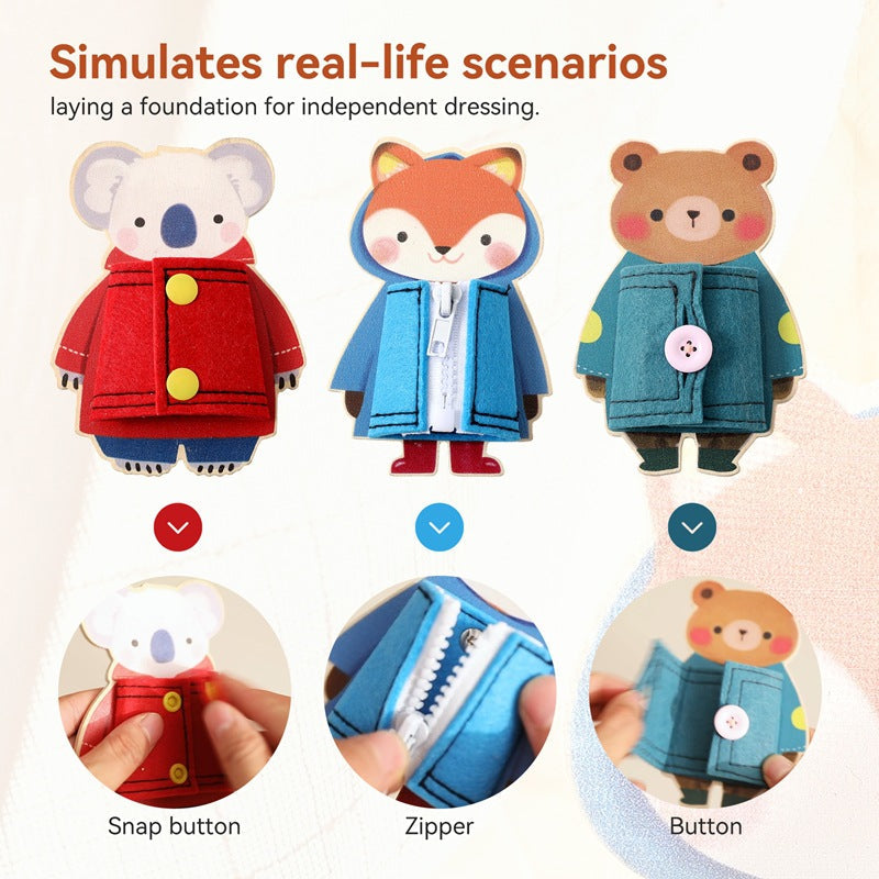 Dressing Up Animal Friends – Montessori Busy Board Trio