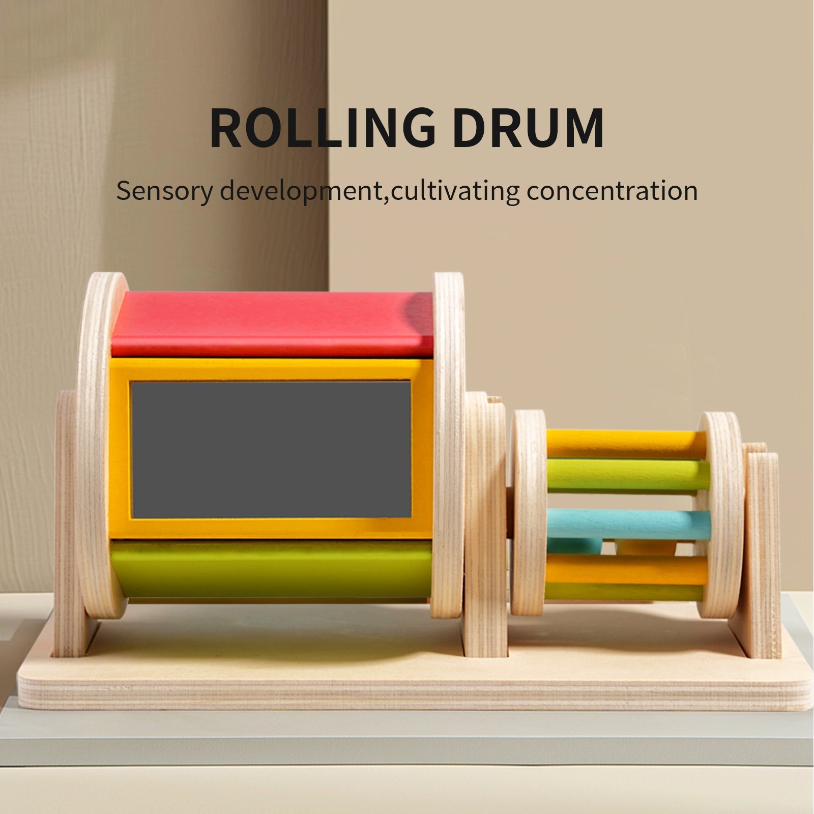 Tambour double Montessori pour tout-petits avec miroir et son