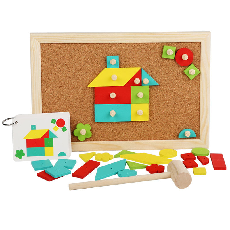 Tap a Shape Wooden Hammer Nail Board Geometric Shapes Game Toy