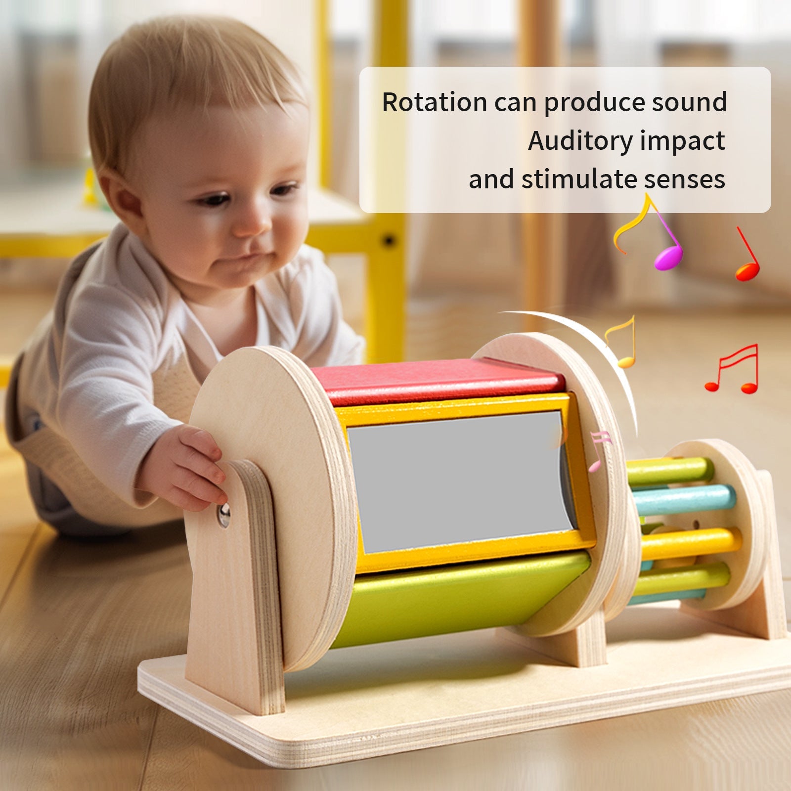 Tambour double Montessori pour tout-petits avec miroir et son