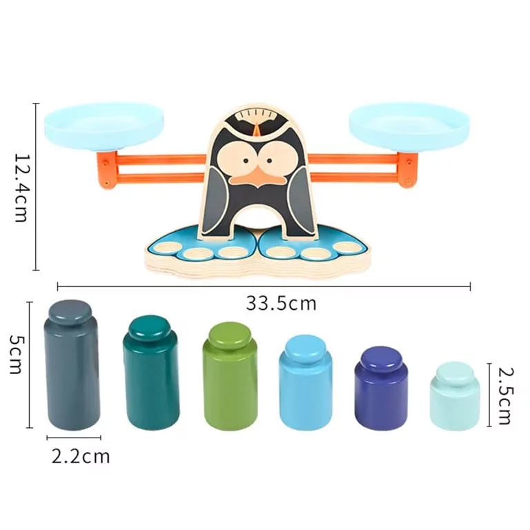 Fidtoy Penguin Wooden Balance Blocks Scale Kit Math Counting Balance Toy for Kids Ages 2-6 with Penguin Scale Game