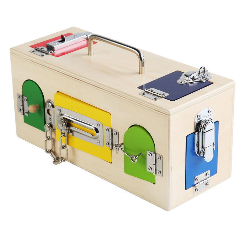 Montessori Latch and Lock Box Stainless Latches Kids Wooden Toy