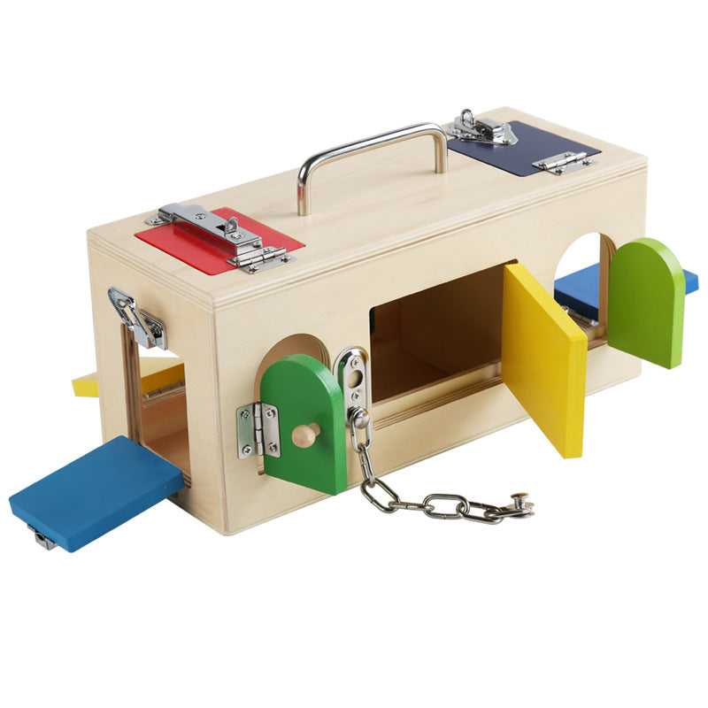 Montessori Latch and Lock Box Stainless Latches Kids Wooden Toy