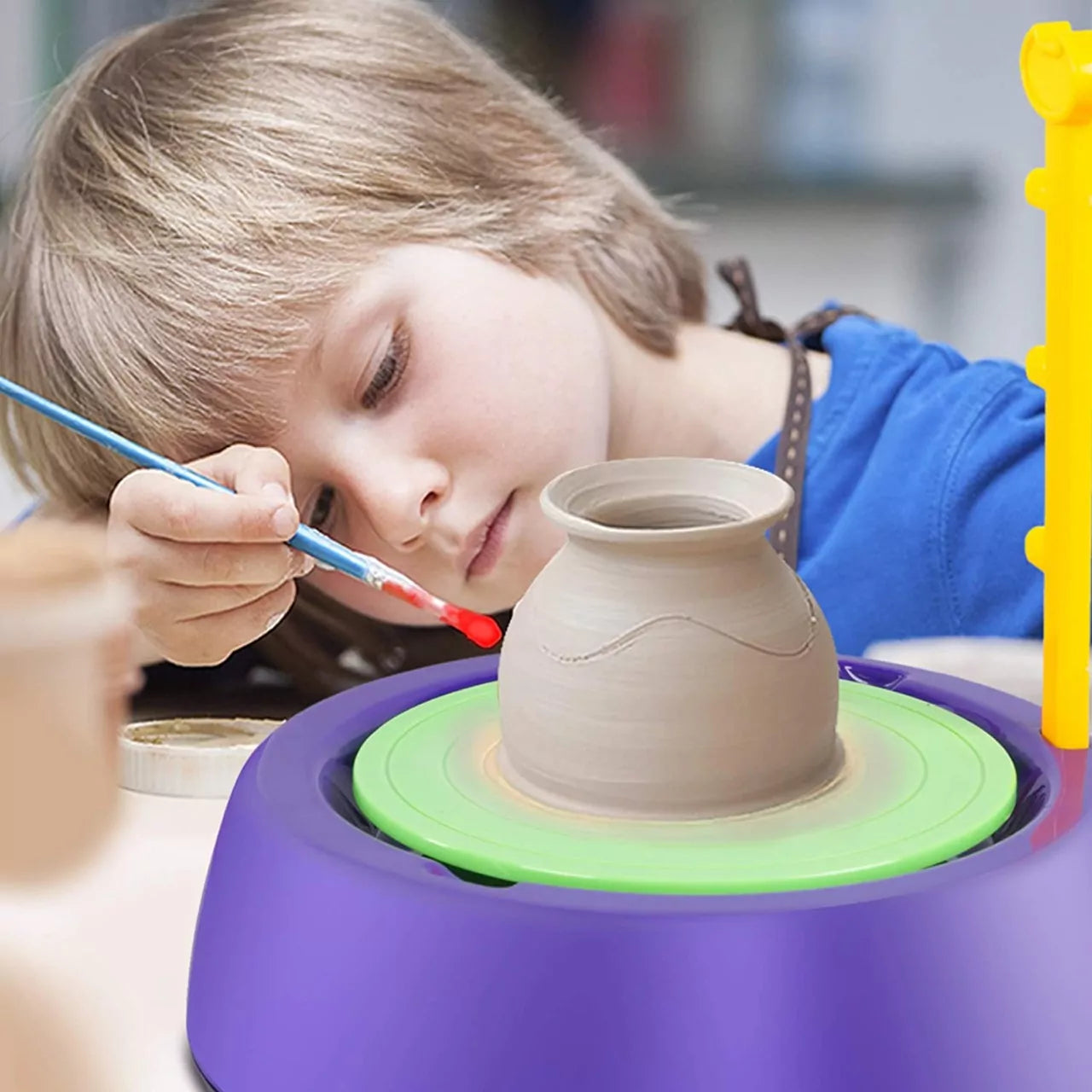 Fidtoy Electric Pottery Wheel Kit for Kids with Clay and Paints Ceramic Machine Craft Art Toy Set