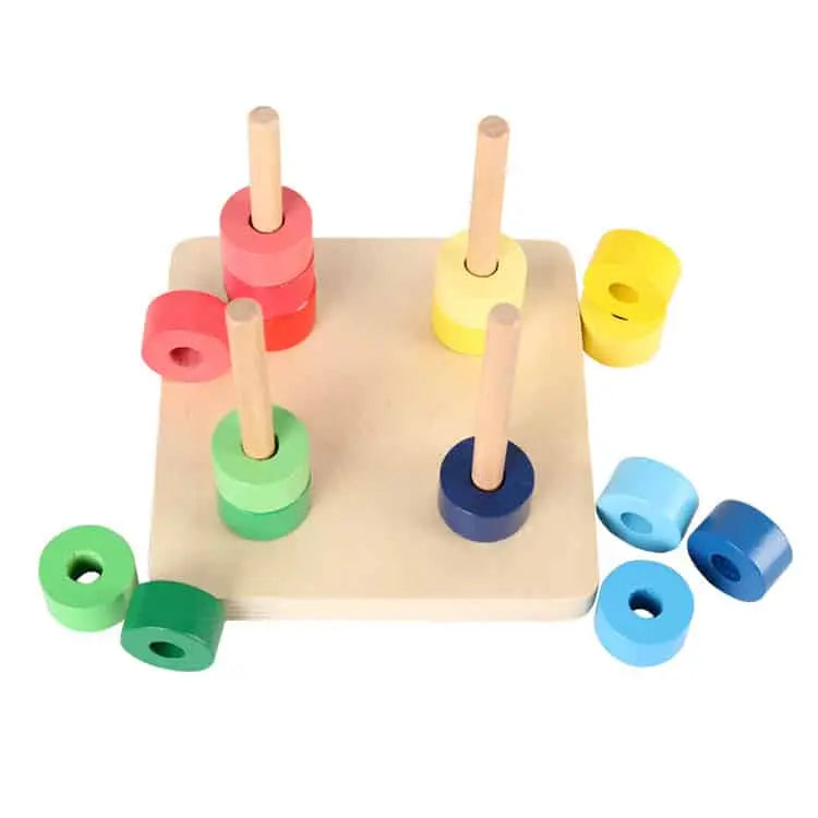 Fidtoy Montessori Colored Circles – Wooden Shape & Color Sorting Toy for Toddlers