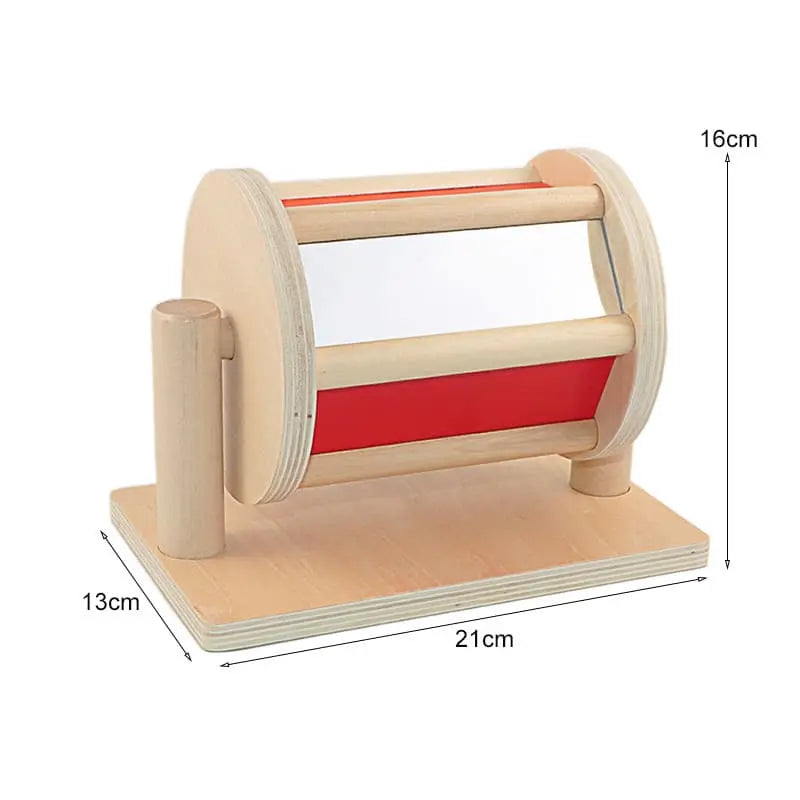 Fidtoy Montessori Tambour rotatif pour bébés – Jouet sensoriel en bois à faire rouler 6-24 mois