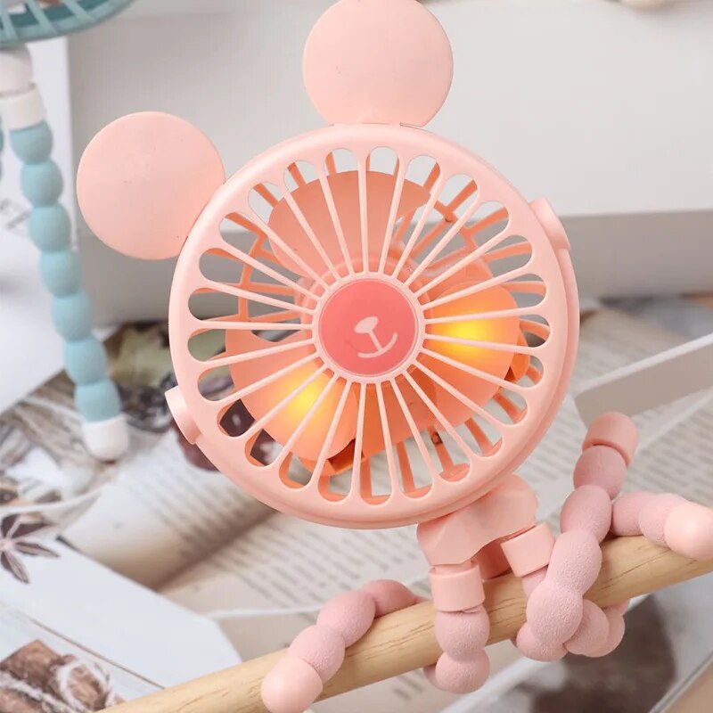 Fidtoy Ventilador Portátil para Cochecito con Clip, Ventilador de Enfriamiento para Bebé, Recargable por USB