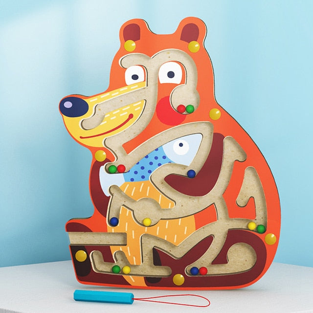 Laberinto magnético de clasificación de colores de madera Montessori Fidtoy