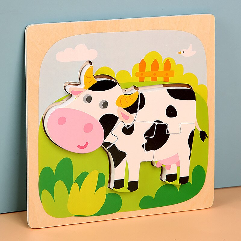 Fidtoy Wooden Animal Puzzle for Toddlers – Montessori Shape & Color Learning Toy