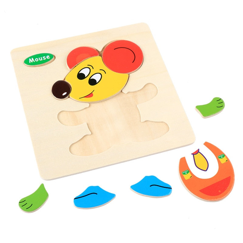 Set #4 de rompecabezas de madera Montessori con dibujos animados