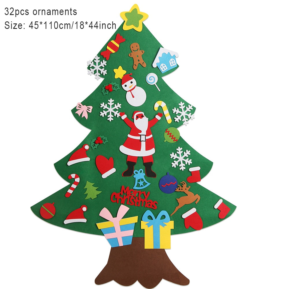 Árbol de Navidad de fieltro con 32 piezas