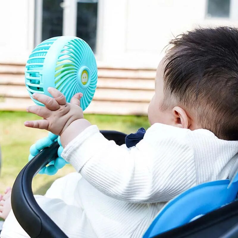 Fidtoy Ventilador Portátil para Cochecito con Clip, Ventilador de Enfriamiento para Bebé, Recargable por USB